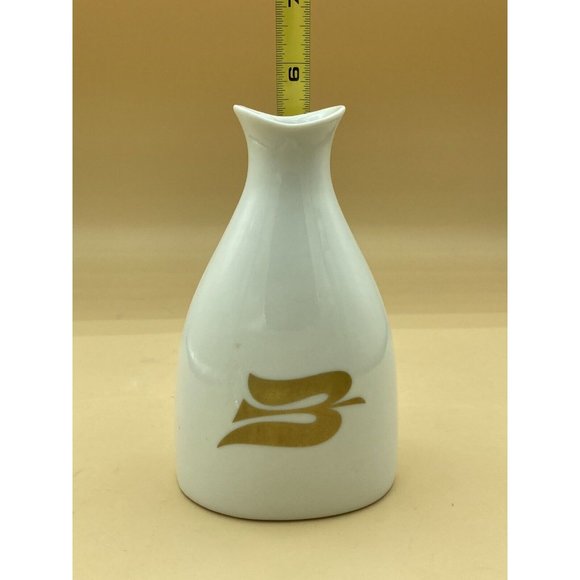 Porsgrund Norway Varefakta Cruet Vase P555 White Gold Bird Emblem 5.5” x 3.5” - Picture 4 of 9